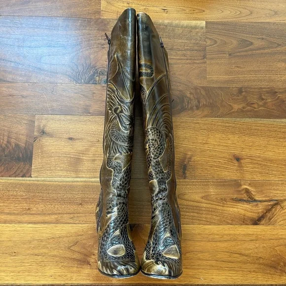 Bølo Venera Artisan Dark Brown Leather Boots Size US 6/ Euro 36.5 - Picture 10 of 16